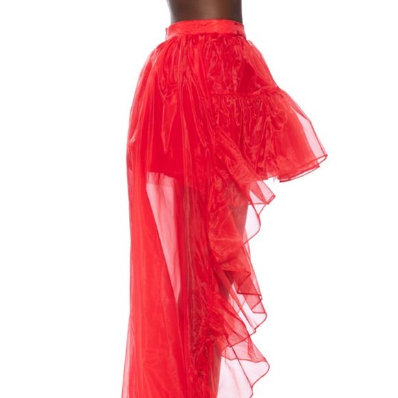 Stasia Ride this Train: Big Red Tulle Hi Low Skirt Small - Picture 5 of 8